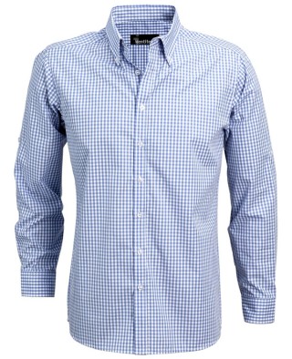 Mens L/S Shirt-Sky Blue Check:Sky Blue Check