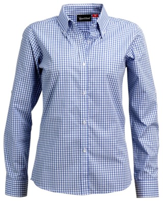 Women's Long Sleeve Shirt - Sky blue:Sky Blue Check