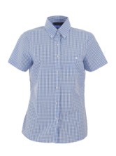 Women's S/S Shirt-Sky Blue Check 